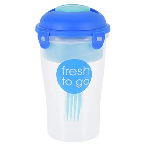 KOOPMAN 4 Morceaux Salade et Coupe de Fruits Fresh to Go avec Fonction de Refroidissement (11x20 cm/Bleu-Verde)