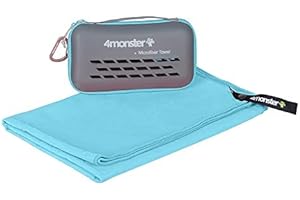 4Monster Microfibre Travel Towel - Quick Dry, Lightweight, Ultra Soft, Super Absorbent Compact Camping Towel for Sports, Gym, Beach, Camping, Yoga, Swimming, Hiking