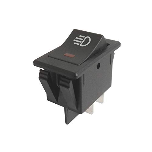 WITTKOWARE - Interruptor basculante para Coche, Icono de luz, iluminación LED Rojo, 35 A, 12 V