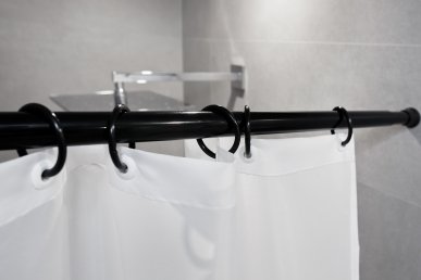 DUSCHVORHANGSTANGE 190 – 300 cm SCHWARZ TELESKOPSTANGE ** EXTRA LANG ** SPRING SHOWER ROD BLACK! - 3