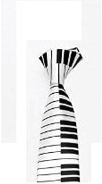 Vogueland Mens Slim Skinny Solid Color Plain &amp; Stripe Satin Tie NeckTie Wedding Party Sale (one size, White &amp; Black Piano Printed Neck tie)