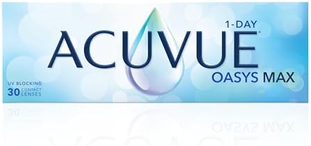 ACUVUE OASYS MAX 1-Day, lenti a contatto giornaliere; Comfort tutto il giorno e visione nitida, filtrano la maggior parte della luce blu-viola;-9.50 diottrie; BC 9.0; DIA 14.30; 30 lenti