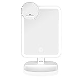 Hochwertiger LED Kosmetikspiegel mit elegantem Design und Ultra-High-Definition, um 1:1 Echtzeigefunktion zu gewährleisten; Die eingebauten dimmbaren LEDs erleichterten Ihre tägliche Pflege auch beim Dunkeln; Gleichmäßiges und blendfreies LED Licht, um die Beschädigung an der Augen zu vermeiden