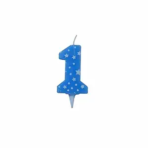 PEPUP Star First Birthday Number Candle 1 (Blue) for Kids 1st Shower Party Celebration Cake Decoration