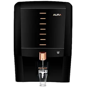 Eureka Forbes Aquaguard Aura RO+UV+UF+MTDS+Active Copper+Mineral Guard+UV E-boiling Technology, Water Purifier (Black & Copper), 7 Liter