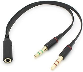 XFDZIKSM Dual 3.5mm Male to Single Female Headphone Microphone Audio Splitter Cable for Cell Phone & Tablet & Laptop , black