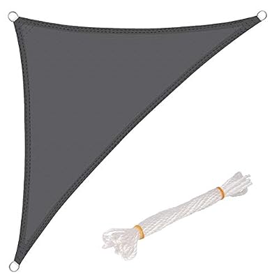 WOLTU GZS1189gr12 Voile d'ombrage Triangulaire résistant à l'eau Protection Contre Le Vent Polyester avec Protection UV pour Jardin terrasse Camping,3,6x3,6x5,1m Gris