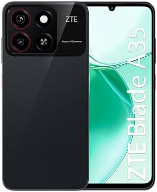 ZTE Smartphone Blade A35 - RAM 12GB (4GB +8GB memory fusion) + 64 GB Memoria, Android 14 Go edition - Nero stellato