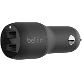 Belkin Boost Charge &Ccedil;ift Bağlantı Noktalı 24 W Ara&ccedil; Şarjı, iPhone ve Android telefon uyumlu, Siyah, CCB001btBK