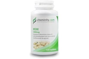 Vitaminity MSM 1000mg, Integratore Alimentare Antiossidante per Capelli, Pelle e Articolazioni, Funzione Antiossidante ed Antinfiammatoria - Formato da 120 Compresse