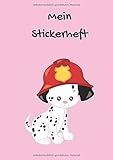Mein Stickerheft: Motiv: Feuerwehr Dalmatiner Hund auf pink DIN A4 Format mit 40 Seiten für Mädchen und Jungen | Kein Silikonpapier zum abziehen by StickerFirst Publications