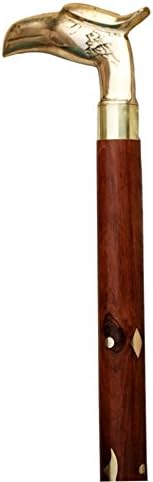 Wooden Walking Cane Walker Stick w Solid Brass Handle Vintage Designer Victorian Antique Style Cane Gift for Men 37"
