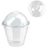 IMTINA 50 x Smoothie Cups for Smoothies, Frappes, with Domed Lids, Transparent, Reusable, 92 mm, Pack of 50 (266 ml)