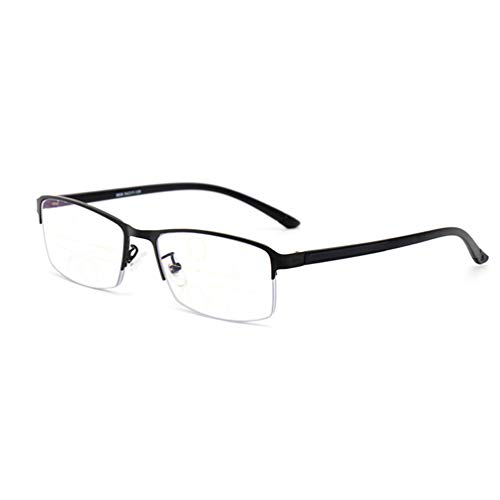 Preisvergleich Produktbild DXMR Advanced Lesung Gaming Brille,Glasses Anti Blue Light,Metallrahmen-Halbrahmenbrille, asymptotischer multifokaler Auto-Zoom,Entlastung der Augen vor Müdigkeit-Black-Anti-blueLight+250