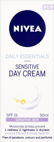 Nivea Daily Essentials Sensitive Face Day Cream SPF 15, 50 ml - Pack of 2