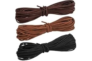 ZYFC 3 Pieces Leather Cord String, 3 mm * 10 m Leather Necklace Cord, Leather String for Jewellery, Leather Lace, Suede Rope, Leather Craft String for Jewelry Necklace Making Beading Thread DIY Handmade
