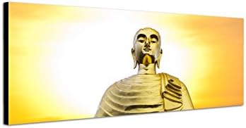 150 x 50 cm Wall Canvas Picture als Panorama Thailand Buddha Statue Sunset