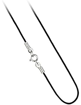 Schwarze 1mm breite Lederkette Kettchen mit Verschluss aus Sterling Silber, wählbare Längen