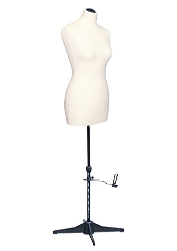 DEUBL Damen Profi Schneiderpuppe ‚LISA‘ Gr. M (36/38), Bezug Weiß, weiblicher Schneidertorso mit Vierbein Standfuß mit Rockabrunder, höhenverstellbarer Torso aus EPS-Hartschaum inkl. elastischem Jersey Bezug zum unterpolstern - 2