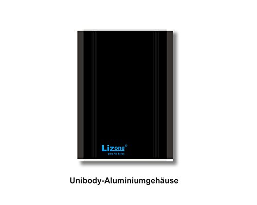 Lizone® Extra Pro Super Kapazität 40000mAh tragbar Externer Akku Batterie Power Bank Ladegerät mit Notizbuch, Laptop Apple MacBook Air , MacBook Pro , MacBook , Powerbook und iBook ; HP Compaq Pavilion , Mini, ElifeBook , ProBook , Presario , Neid und G; IBM Lenovo ThinkPad und IdeaPad; USB-Port für iPad Air, iPad Mini, iPad und iPhone ; Samsung Galaxy Nexus , MOTO , G, LG , HTC und Mehr -Aluminium Körper als Original MacBook Körper (nicht Kunststoff ) – 18 Monate Garantie (40000mAh Schwarz) - 2
