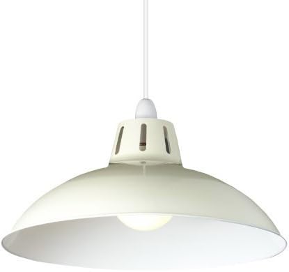 Large Modern Cut Out Dome Glossy Metal Ceiling Light Fitting Pendant Shade - Cream