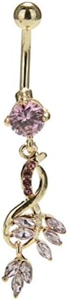 Smilucky 1Pcs Crystal Tassel Dangle Navel Belly Button Ring Bar Piercing Body Jewelry