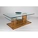 Produktbild HL Design 01-12-606.1 Couchtisch Henning Tisch- und Ablageplatte 12 mm, / 10 mm, Sicherheitsglas, Säulen und Bodenplatte im Wildeiche massiv, geölt, Rollen, verdeckt, 110 x 60 x 41 cm