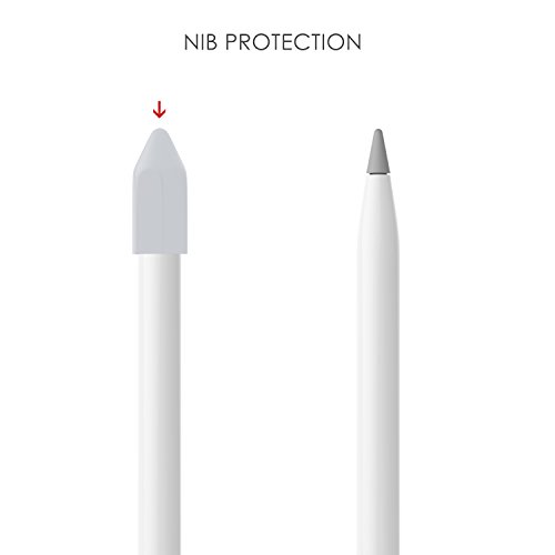 MoKo Apple Pencil Stift Kappehalter – Premium soft Silikon Schutzkappe/ Schreibfeder-Abdeckung/ Halterung / mit Spitzen Ersatzspitzen Halter für Apple iPad Pro Pencil, Grau - 5