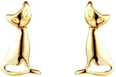 9ct Yellow Gold Cat Stud Earring