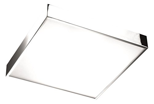 Pujol Iluminación Apolo-Plafon de Techo, 3 x 26 W, 35 x 35 cm, difusor Cristal, Acabado Cromado, Cromo