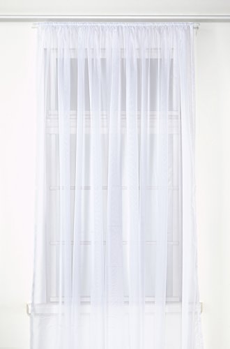 Gardinen Store Voile mit Kräuselband, 250x300, Weiß