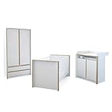 Babyzimmer Kinderzimmer Komplettset Nandini Set 1 in Weiß matt mit Blenden in Eiche sägerau