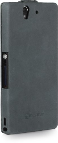 StilGut exklusive Ledertasche für Sony Xperia Z gris – Old Style Storm Grey - 6