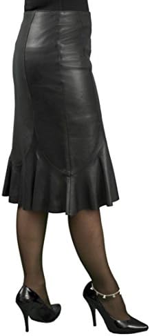 Ashwood Black Soft Real Genuine Nappa Leather Fluted Hobble Skirt (below knee length) (Waist 26")