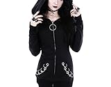 2.Features: Sweatshirt mit langen Ärmeln, Eisenring, einfarbig, Gothic Style.