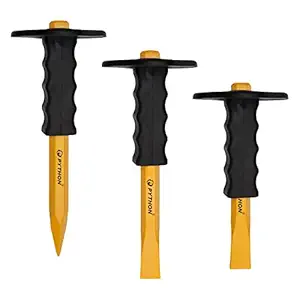 Python Chisel Flat & Pointed with Hand Safety Guard 3 Pcs Set