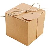 50 Stück Geschenkboxen 5x5x5 Cm – Braune Kraftpapier-Schachteln Mit Goldfarbenen Sternen & Juteschnur