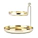 Produktbild NBLYW Doppel Schmuck Tablett, 2 Tier Zubehör Schreibtisch Veranstalter, Halsketten Armbänder Ringe Ohrringe Halter, Metalldraht Korb Brief Tray Cute Office Cubicle Decor,Gold