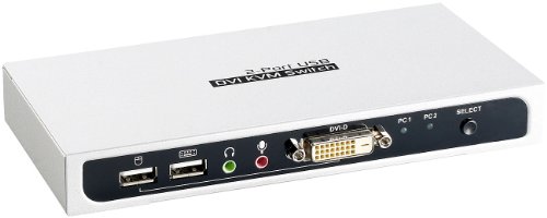 Xystec KVM-Switch USB/DVI/Audio für 2 PCs inkl. Anschluss-Kabel - 2