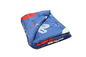 Infantbond Babies & Kids Super Soft All Season Use Reversible Printed Comforter | Blanket | Soft Bed (200 GSM)(0-8 Years)(Size: L-58Inchs & B-42Inchs) (Cartoon Navy Blue)