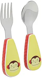 Skip Hop Baby Zoo Little Kid and Toddler Fork and Spoon Utensil Set, Multi Marshall Monkey