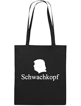 Comedy Bags - Schwachkopf - TRUMP - Jutebeutel bedruckt, Baumwolltasche zwei lange Henkel aus 100 % Baumwolle...