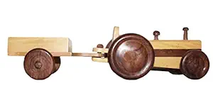 Kaavan Wooden Toy Tractor Trolley for Kids Bo-ys Girls , Toys for 1 yrs Old Kids and Above , Brown Color , Best for Birthday Gift & Return Gift , Eco Friendly , Environment Friendly Toy Product