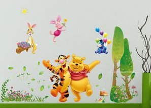 Zuolanyoulan Winnie the Pooh Muster Wandsticker Kinder Schlafzimmer Wandtattoos Wohnzimmer Fensterglas Dekorativen Entfernbare Wandaufkleber Raum Dekor Wall Sticker