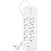 Belkin 8'li &ccedil;oklu priz, y&uuml;ksek gerilim korumalı, duvara montaj, 8 priz, 2 m g&uuml;&ccedil; kablosu, yeşil ışıklı g&ouml;sterge, hızlı şarj i&ccedil;