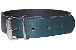 LEDERRIEMEN.COM Leather fastening strap with roller buckle, fixing strap, leather strap, buckle, colour: dark green, size: 1.5 cm wide x 20 cm long