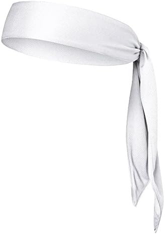 SHENGYANG Adjustable Sports Headband Head Tie Sweat Wicking Breathable Stretchy Non Slip Unisex Sweatband Head Scarf for Tennis Running Workout Karate Yoga (White)
