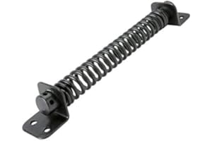 IRONZONE® Gate Spring, Heavy Duty Gate Spring Closer, Fully Adjustable Tension Garden Gate and Garden Door Closer, Adjustable Metal Spring Closure for Light to Heavy Duty Wooden Gates [200mm Black]