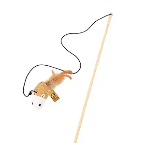 Foodie Puppies Cat Teaser Playing Stick & Feather Interactive Teasing Wand Toy with 45 cm Rod Rope 67cm