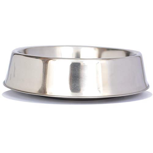 Iconic PetStainless Steel Non Skid Pet Bowl for Dog or Cat with Raised Rim Dishwasher Safe Pet Food and Water Bowl in Varying Sizes (8 Oz)